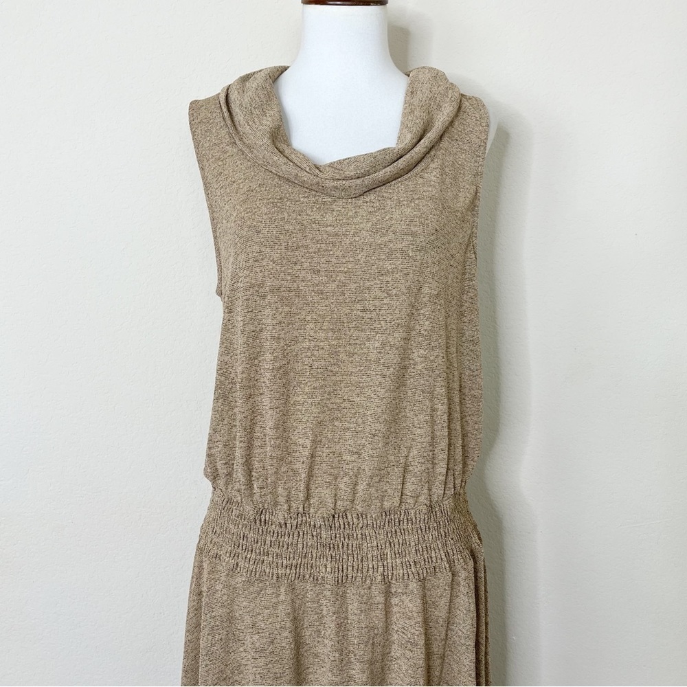 Soft Surroundings Kerry Knit Sleeveless Cowl Neck Tan Dress - Picture 4 of 13